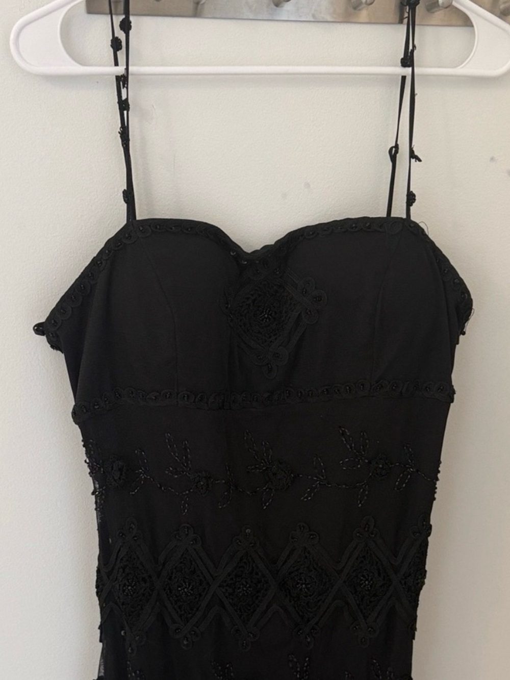 Kroshetta by Papillon Black Beaded Lace Corset Handkerchief Dress L NWT